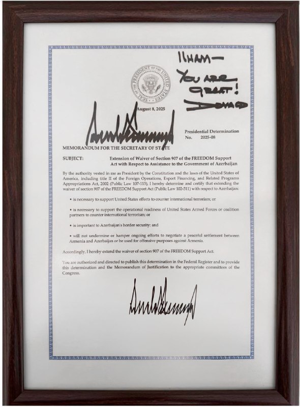 Дональд Трамп продлил приостановку 907-й поправки: решение, затрагивающее Армению
